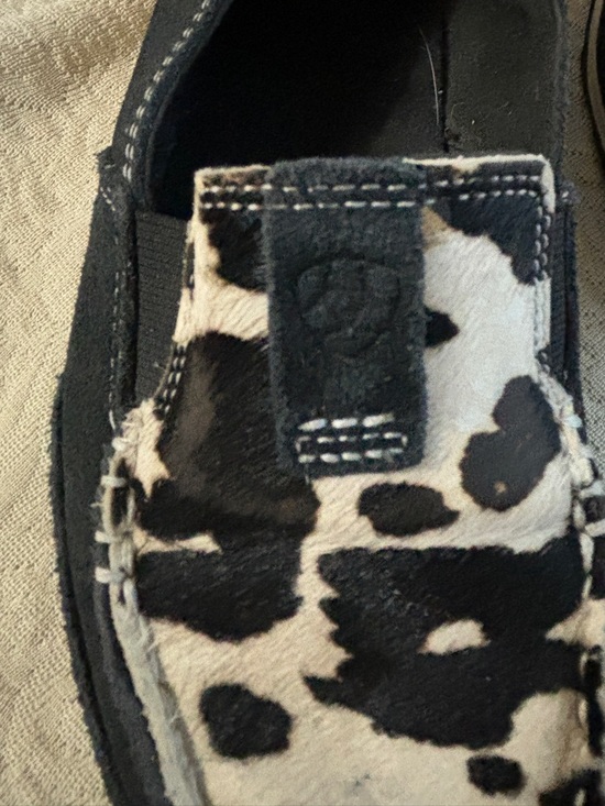 Ariat Black Slip-On Loafers with Black & White Cow Print Accent - Picture 3 of 6